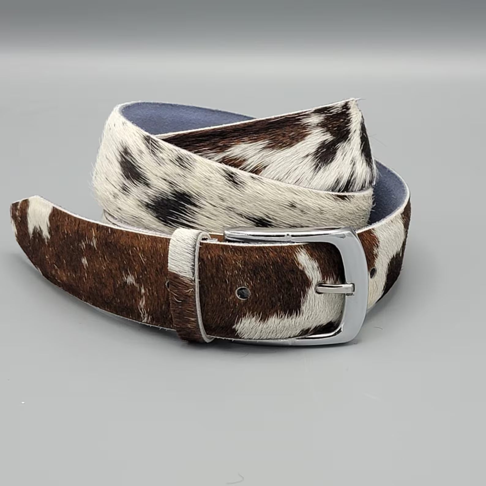 Hair On Cowhide Leather Belt – Handmade Western Rodeo Style Cow Print Belt for Men