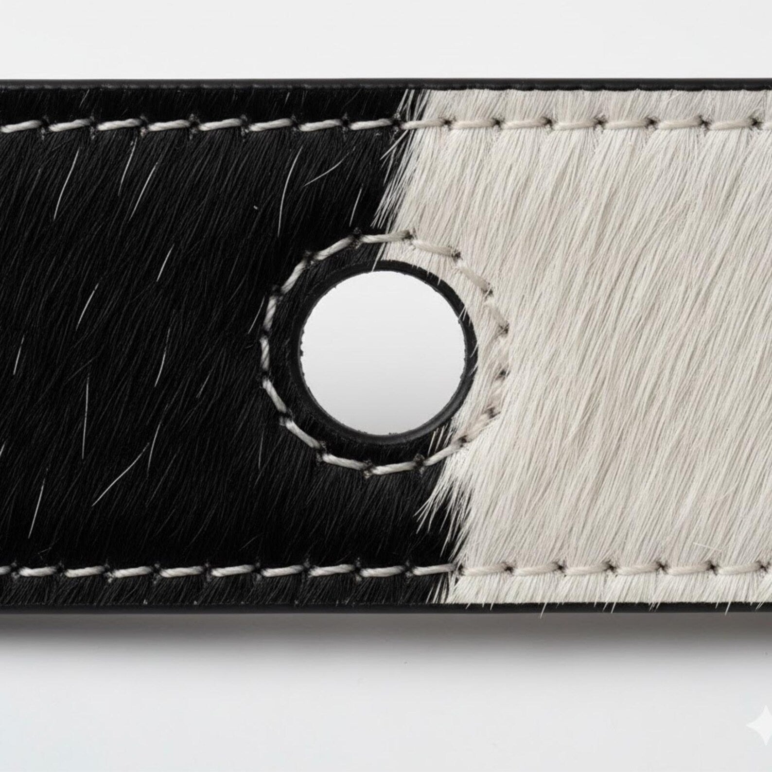 Unique Black White Cowhide Belt – Western Leather Belt for Jeans