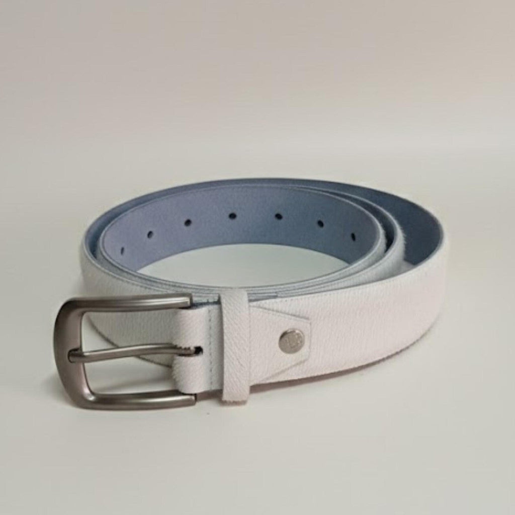 Handmade White Hair on Hide Leather – Mens White Belt for Golf & Summer Wedding