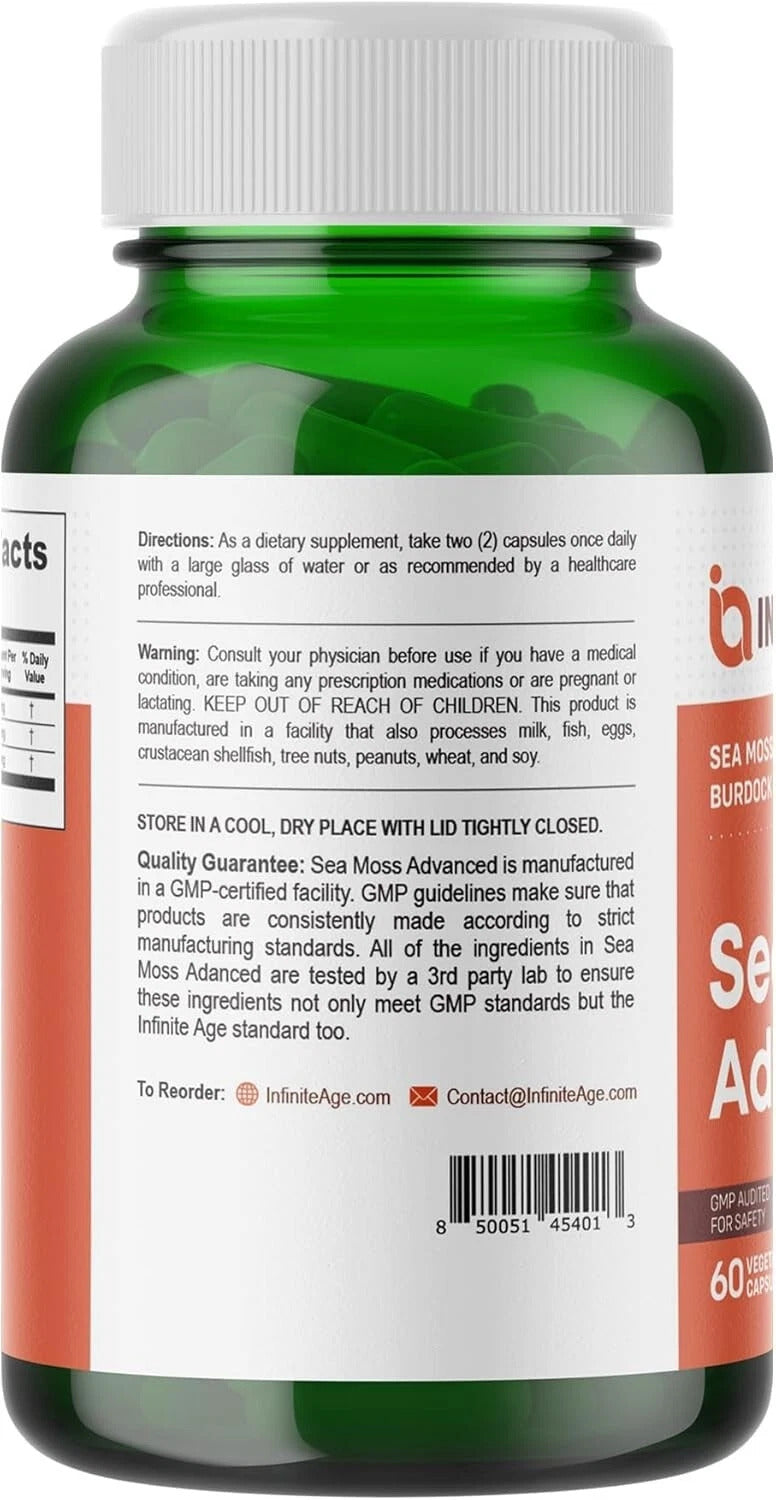 Advanced Sea Moss Superfood Supplement – Vegan Immune Support Capsules | 60 Count