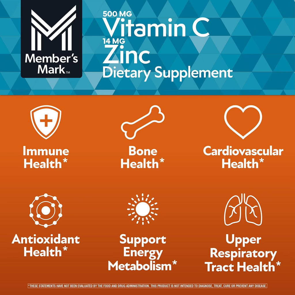 Member's Mark Vitamin C with Zinc Capsules – Immune Support Supplement | 400 Count